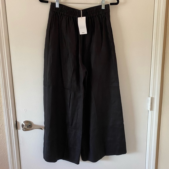 New MNG Black Linen High Waist Croped
Wide Leg Culottes Pants Size M - Picture 5 of 16